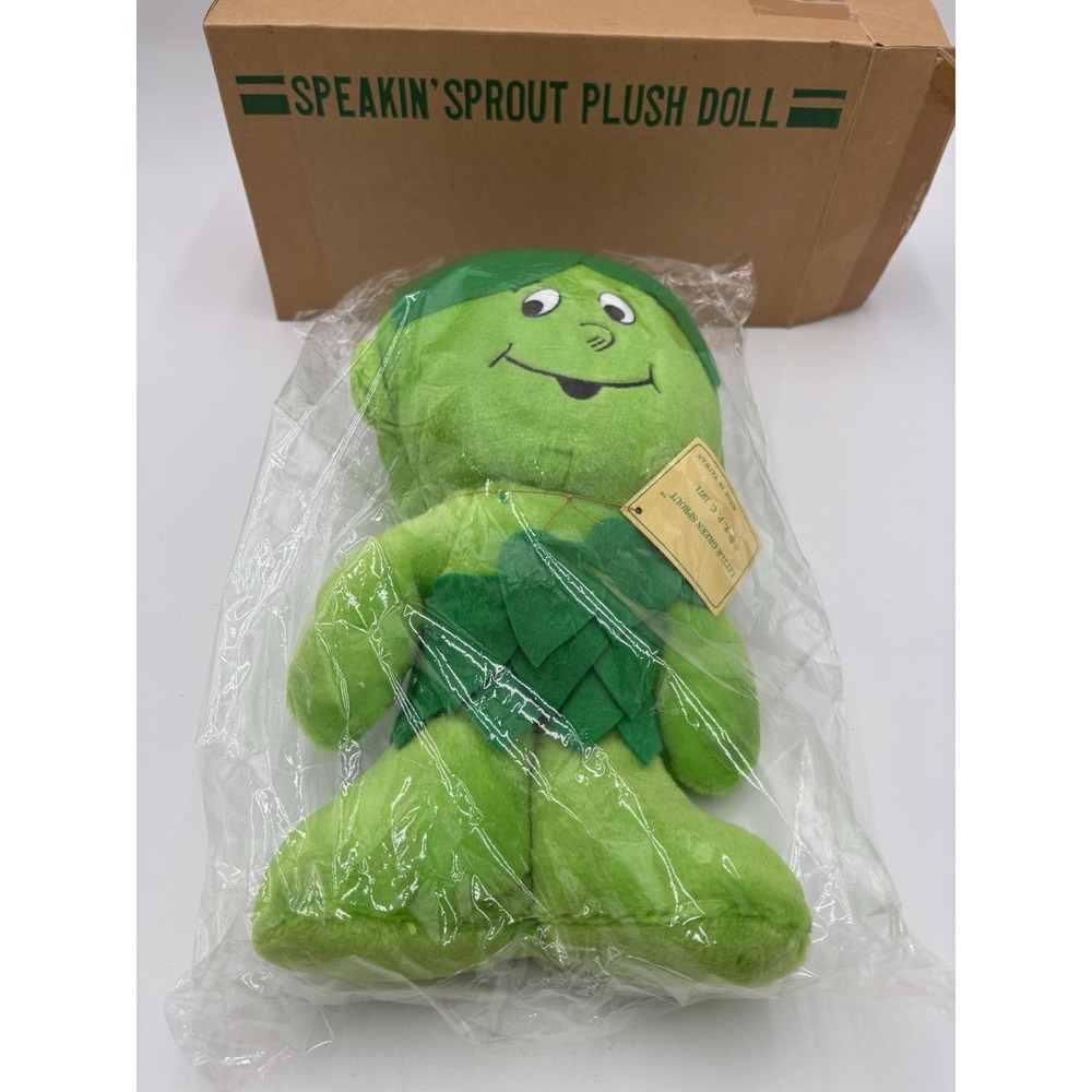 Vintage 1971 Jolly Green Giant Speakin' Sprout Plush Doll Sealed Tag Box 14"